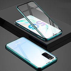 Handyhülle Hülle Luxus Aluminium Metall Rahmen Spiegel 360 Grad Tasche T02 für Samsung Galaxy S20 Grün