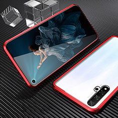 Handyhülle Hülle Luxus Aluminium Metall Rahmen Spiegel 360 Grad Tasche T03 für Huawei Honor 20S Rot