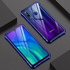 Handyhülle Hülle Luxus Aluminium Metall Rahmen Spiegel 360 Grad Tasche T03 für Huawei P Smart+ Plus (2019) Blau
