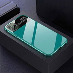 Handyhülle Hülle Luxus Aluminium Metall Rahmen Spiegel 360 Grad Tasche T04 für Apple iPhone 11 Pro Max Cyan