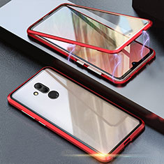 Handyhülle Hülle Luxus Aluminium Metall Rahmen Spiegel 360 Grad Tasche T04 für Huawei Mate 20 Lite Rot