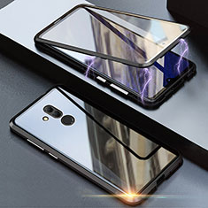 Handyhülle Hülle Luxus Aluminium Metall Rahmen Spiegel 360 Grad Tasche T04 für Huawei Mate 20 Lite Schwarz