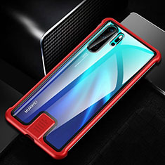 Handyhülle Hülle Luxus Aluminium Metall Rahmen Spiegel 360 Grad Tasche T04 für Huawei P30 Pro Rot