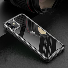 Handyhülle Hülle Luxus Aluminium Metall Rahmen Spiegel 360 Grad Tasche T05 für Apple iPhone 11 Silber