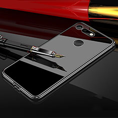 Handyhülle Hülle Luxus Aluminium Metall Rahmen Spiegel 360 Grad Tasche T05 für Huawei Honor View 20 Schwarz
