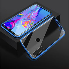 Handyhülle Hülle Luxus Aluminium Metall Rahmen Spiegel 360 Grad Tasche T05 für Huawei P Smart+ Plus (2019) Blau
