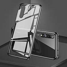 Handyhülle Hülle Luxus Aluminium Metall Rahmen Spiegel 360 Grad Tasche T05 für Huawei P20 Pro Schwarz