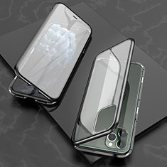 Handyhülle Hülle Luxus Aluminium Metall Rahmen Spiegel 360 Grad Tasche T06 für Apple iPhone 11 Pro Schwarz