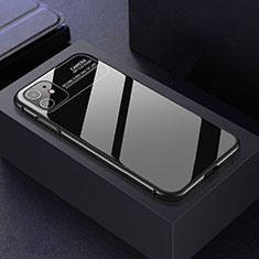 Handyhülle Hülle Luxus Aluminium Metall Rahmen Spiegel 360 Grad Tasche T06 für Apple iPhone 11 Schwarz