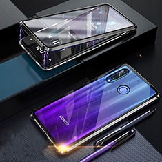 Handyhülle Hülle Luxus Aluminium Metall Rahmen Spiegel 360 Grad Tasche T06 für Huawei P Smart+ Plus (2019) Schwarz