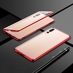 Handyhülle Hülle Luxus Aluminium Metall Rahmen Spiegel 360 Grad Tasche T06 für Huawei P20 Pro Rot