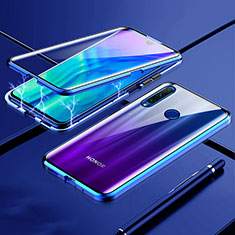 Handyhülle Hülle Luxus Aluminium Metall Rahmen Spiegel 360 Grad Tasche T07 für Huawei P Smart+ Plus (2019) Blau