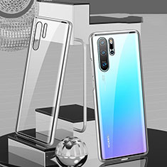 Handyhülle Hülle Luxus Aluminium Metall Rahmen Spiegel 360 Grad Tasche T07 für Huawei P30 Pro New Edition Silber