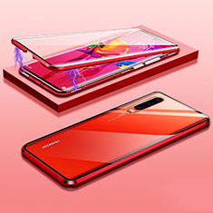 Handyhülle Hülle Luxus Aluminium Metall Rahmen Spiegel 360 Grad Tasche T07 für Huawei P30 Rot