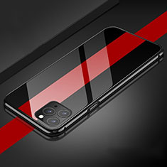 Handyhülle Hülle Luxus Aluminium Metall Rahmen Spiegel 360 Grad Tasche T08 für Apple iPhone 11 Pro Schwarz