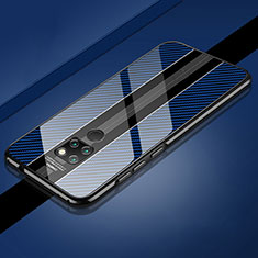 Handyhülle Hülle Luxus Aluminium Metall Rahmen Spiegel 360 Grad Tasche T08 für Huawei Mate 20 Blau