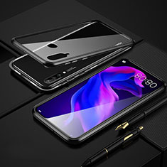 Handyhülle Hülle Luxus Aluminium Metall Rahmen Spiegel 360 Grad Tasche T08 für Huawei P30 Lite New Edition Schwarz