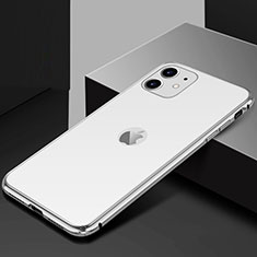 Handyhülle Hülle Luxus Aluminium Metall Rahmen Spiegel 360 Grad Tasche T10 für Apple iPhone 11 Weiß