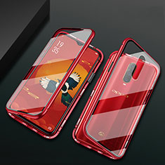 Handyhülle Hülle Luxus Aluminium Metall Rahmen Spiegel 360 Grad Tasche T10 für Oppo RX17 Pro Rot