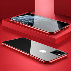 Handyhülle Hülle Luxus Aluminium Metall Rahmen Spiegel 360 Grad Tasche T11 für Apple iPhone 11 Pro Rot