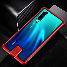 Handyhülle Hülle Luxus Aluminium Metall Rahmen Spiegel 360 Grad Tasche T11 für Huawei P30 Rot