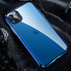Handyhülle Hülle Luxus Aluminium Metall Rahmen Spiegel 360 Grad Tasche T12 für Apple iPhone 11 Pro Max Blau