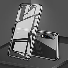Handyhülle Hülle Luxus Aluminium Metall Rahmen Spiegel 360 Grad Tasche T12 für Huawei P30 Schwarz