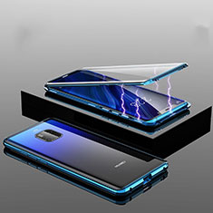 Handyhülle Hülle Luxus Aluminium Metall Rahmen Spiegel 360 Grad Tasche T14 für Huawei Mate 20 Pro Blau