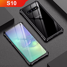 Handyhülle Hülle Luxus Aluminium Metall Rahmen Spiegel Tasche A01 für Samsung Galaxy S10 5G Schwarz