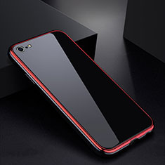 Handyhülle Hülle Luxus Aluminium Metall Rahmen Spiegel Tasche für Apple iPhone 6 Plus Rot und Schwarz