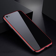 Handyhülle Hülle Luxus Aluminium Metall Rahmen Spiegel Tasche für Apple iPhone 6S Plus Rot und Schwarz