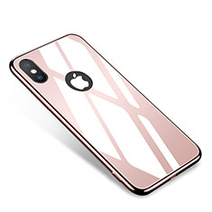 Handyhülle Hülle Luxus Aluminium Metall Rahmen Spiegel Tasche für Apple iPhone Xs Max Rosegold