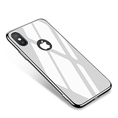 Handyhülle Hülle Luxus Aluminium Metall Rahmen Spiegel Tasche für Apple iPhone Xs Weiß