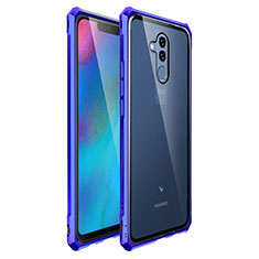 Handyhülle Hülle Luxus Aluminium Metall Rahmen Spiegel Tasche für Huawei Mate 20 Lite Blau