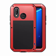 Handyhülle Hülle Luxus Aluminium Metall Rahmen Spiegel Tasche für Huawei Nova 3e Rot