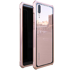 Handyhülle Hülle Luxus Aluminium Metall Rahmen Spiegel Tasche für Huawei P20 Rosegold