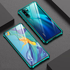 Handyhülle Hülle Luxus Aluminium Metall Rahmen Spiegel Tasche für Huawei P30 Pro Cyan