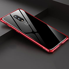 Handyhülle Hülle Luxus Aluminium Metall Rahmen Spiegel Tasche für OnePlus 6T Rot