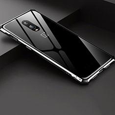 Handyhülle Hülle Luxus Aluminium Metall Rahmen Spiegel Tasche für OnePlus 6T Silber