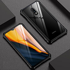 Handyhülle Hülle Luxus Aluminium Metall Rahmen Spiegel Tasche für OnePlus 7 Schwarz