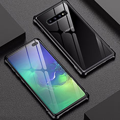 Handyhülle Hülle Luxus Aluminium Metall Rahmen Spiegel Tasche für Samsung Galaxy S10 Plus Schwarz