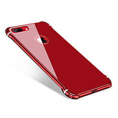 Handyhülle Hülle Luxus Aluminium Metall Rahmen Spiegel Tasche M01 für Apple iPhone 7 Plus Rot