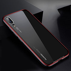 Handyhülle Hülle Luxus Aluminium Metall Rahmen Spiegel Tasche M01 für Huawei P20 Rot