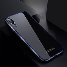 Handyhülle Hülle Luxus Aluminium Metall Rahmen Spiegel Tasche M02 für Huawei P20 Blau