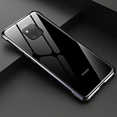Handyhülle Hülle Luxus Aluminium Metall Rahmen Spiegel Tasche M03 für Huawei Mate 20 Pro Schwarz