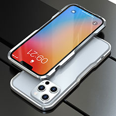 Handyhülle Hülle Luxus Aluminium Metall Rahmen Tasche A01 für Apple iPhone 13 Pro Max Silber