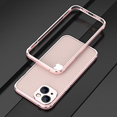 Handyhülle Hülle Luxus Aluminium Metall Rahmen Tasche A01 für Apple iPhone 14 Plus Rosegold
