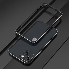 Handyhülle Hülle Luxus Aluminium Metall Rahmen Tasche A01 für Apple iPhone 14 Plus Silber und Schwarz