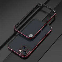 Handyhülle Hülle Luxus Aluminium Metall Rahmen Tasche A01 für Apple iPhone 15 Plus Rot und Schwarz