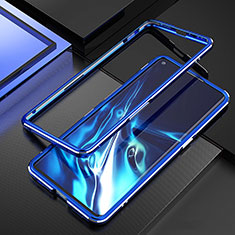 Handyhülle Hülle Luxus Aluminium Metall Rahmen Tasche A01 für Oppo Reno3 Pro Blau